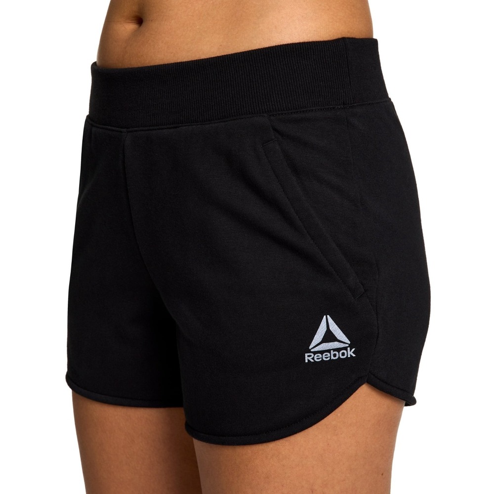 Women's Small Black Reebok Studio Shorts Relaxed Fit Pockets Stretch Activewear